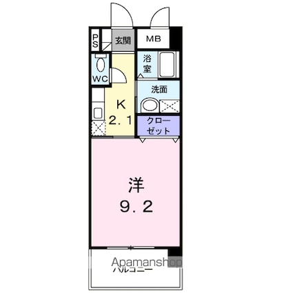 ベルマーレ[1K/30.6m2]の間取図