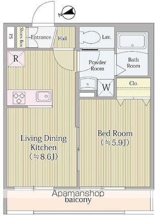 ＡＩＦＬＡＴ　ＭＥＪＩＲＯ[1LDK/33.96m2]の間取図