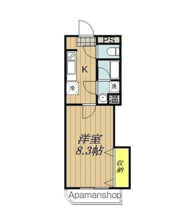 ガーデンハイム樗　２番館[1K/29.7m2]の間取図