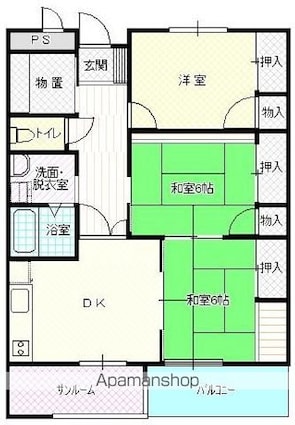 ハウディ月が丘[3DK/83.52m2]の間取図