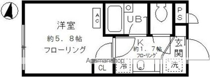 東京都杉並区方南１丁目[1K/18.83m2]の間取図