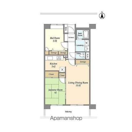 東京都中野区白鷺１丁目[2LDK/59.9m2]の間取図