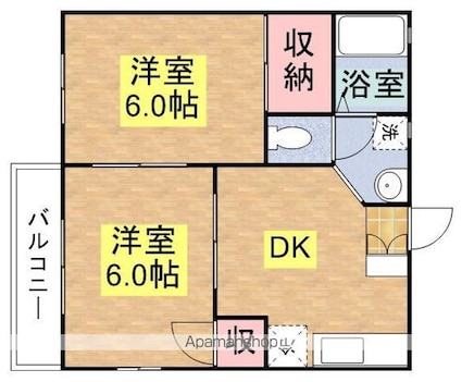 花みずき[2DK/34.02m2]の間取図