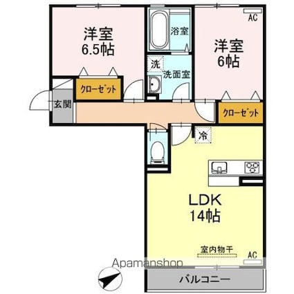 プレンティー中須　Ｂ[2LDK/62.92m2]の間取図