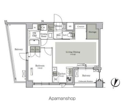 パークキューブ西ヶ原ステージ[1LDK/48.12m2]の間取図