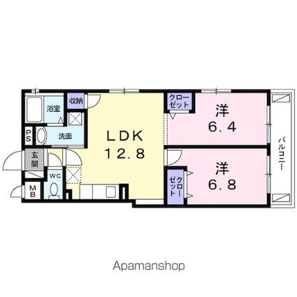 ラ・メゾン南町[2LDK/57.37m2]の間取図