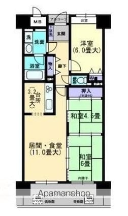 香川県高松市錦町１丁目[3LDK/67.79m2]の間取図