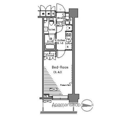 東京都江東区辰巳２丁目[1K/28.48m2]の間取図