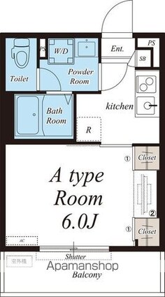 リブリ・東四つ木[1K/22.35m2]の間取図