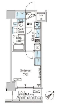 パークアクシス大塚ガーデンスクエア[1K/25.23m2]の間取図