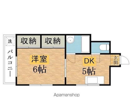 ヴェルデ散田[1DK/25.67m2]の間取図