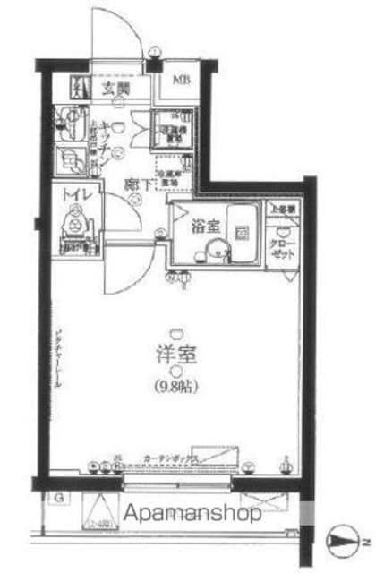 リヴシティ世田谷池尻[1K/26.31m2]の間取図