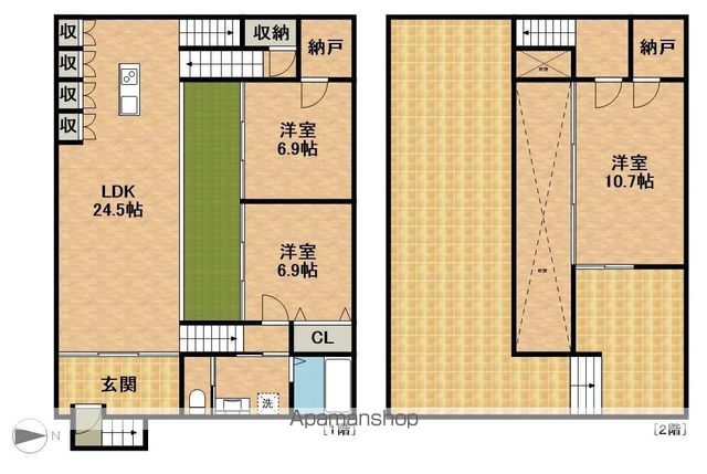 東海道本線 天竜川駅 徒歩30分 2階建 築7年の間取り写真