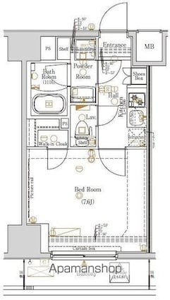 東京都北区王子本町２丁目[1K/25.71m2]の間取図