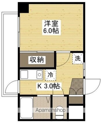 広島県広島市中区国泰寺町１丁目[1K/22.68m2]の間取図