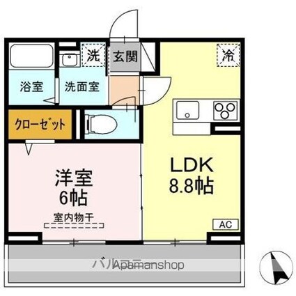 プレドフルールＶ[1LDK/35.05m2]の間取図