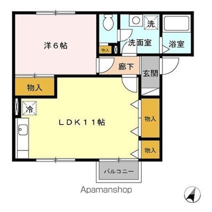 メゾン・ド・マリアージュ　Ｆ[1LDK/43.75m2]の間取図