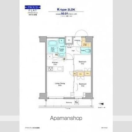 プラウドフラット本所吾妻橋[2LDK/50.01m2]の間取図