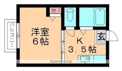 コーポ笠川[1K/18.63m2]の間取図