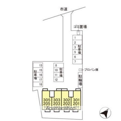 シャトレー明神[1LDK/44.62m2]の配置図