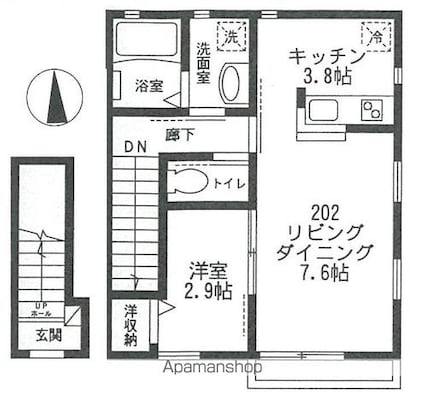 クレールメゾン石神井公園[1LDK/39.76m2]の間取図
