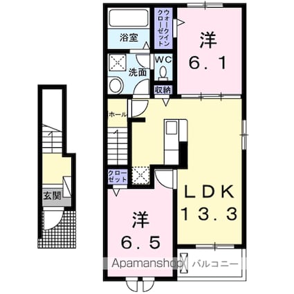 ライジングサンＢ[2LDK/59.58m2]の間取図