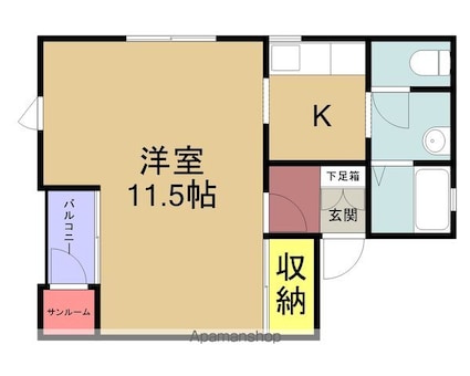 クレイドール[1K/33.99m2]の間取図