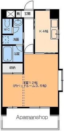 パークハイツコミセン前[1K/38.22m2]の間取図