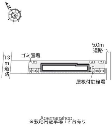 滋賀県守山市小島町[1K/22.7m2]の配置図