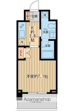 ウィルテラス奥沢[1K/25.17m2]の間取図