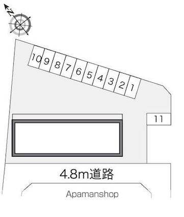 レオパレス若槻Ⅱ[1K/23.74m2]の配置図