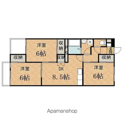 ハーモニーコーポ[3DK/65m2]の間取図