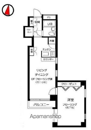 ロイヤルアーバン駒場東大[1LDK/39.46m2]の間取図