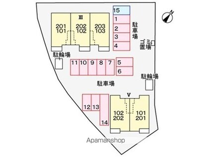 ルピナスⅤ[2LDK/59.03m2]の配置図