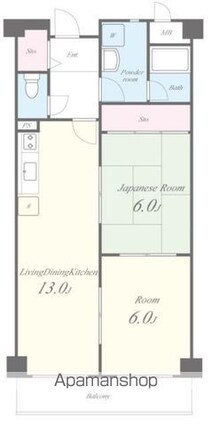 パレス中もず[2LDK/55.57m2]の間取図