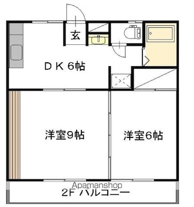 １番館[2DK/42.51m2]の間取図