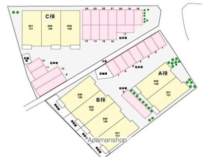 ソレイユＫ枝松Ｃ[2LDK/62.45m2]の配置図