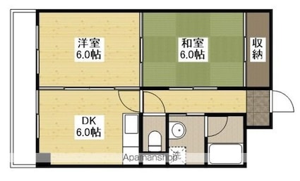 アーバンハイムⅡ[2DK/45.9m2]の間取図