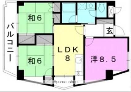 ナチュラルリーフ松山[3LDK/66.14m2]の間取図
