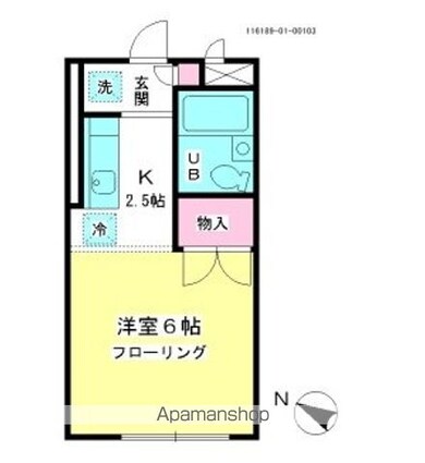 エクレール　芦花公園[1R/21.53m2]の間取図