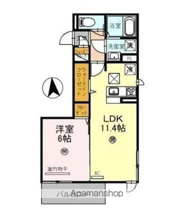 和歌山県和歌山市宇須２丁目[1LDK/41.93m2]の間取図