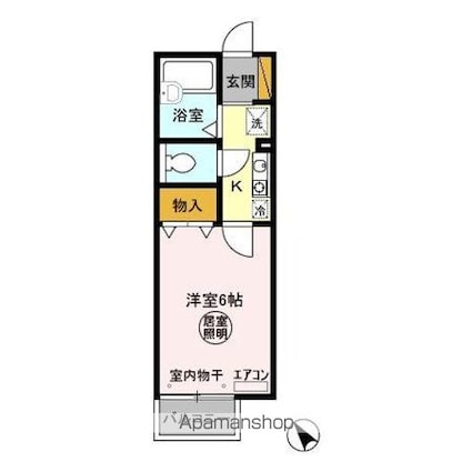 セジュール菊間[1K/20.03m2]の間取図