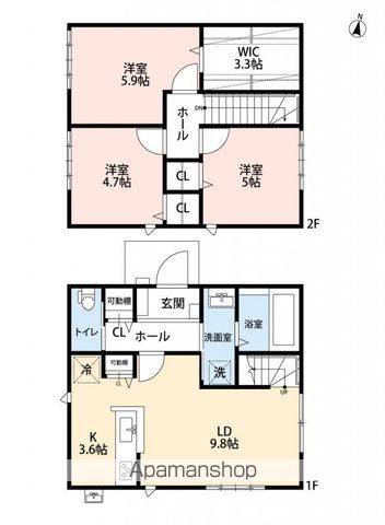 篠栗町中央4丁目戸建貸家の間取り写真