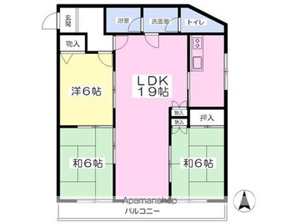 グリーンハイツ東長戸[2LDK/63.13m2]の間取図
