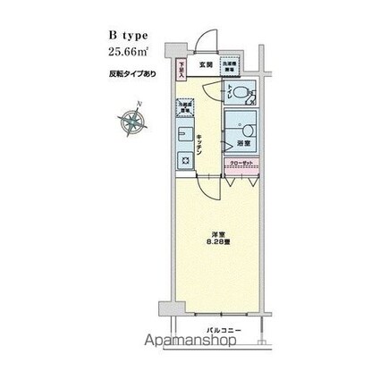 ドルフ喜多見[1K/25.66m2]の間取図