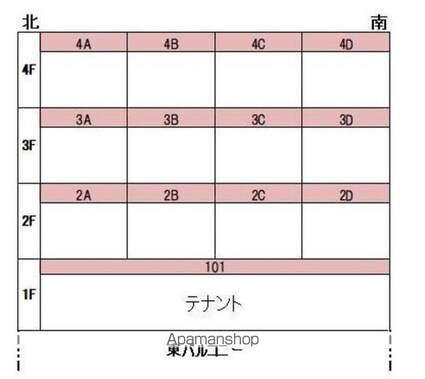 エンドレスホープ清水[1K/13.77m2]の配置図