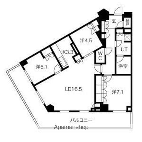 福岡市中央区地行浜のマンションの間取り