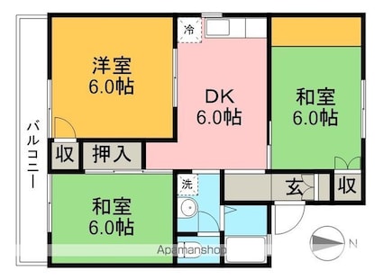 セジュール広見[3DK/62m2]の間取図