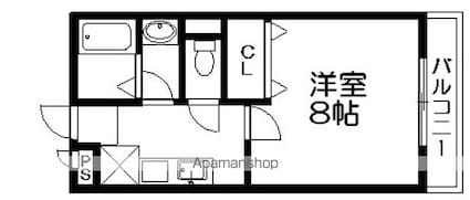 プチフルール千[1K/26.64m2]の間取図