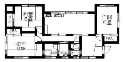 北高下町３－４－６４～６６貸家[3LDK/77.55m2]の間取図